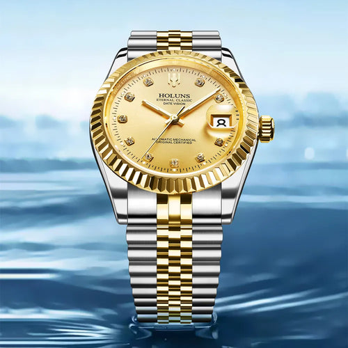 HOLUNS-Reloj de pulsera para hombre, cronógrafo mecánico automático de acero completo, estilo japonés MIYOTA, diseño clásico de lujo, de negocios